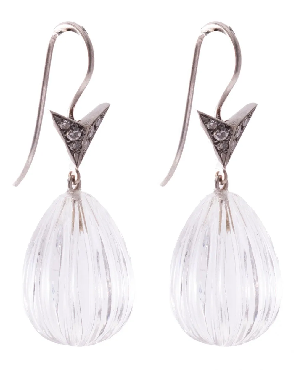 Crystal Quartz and Diamond Drop Earrings