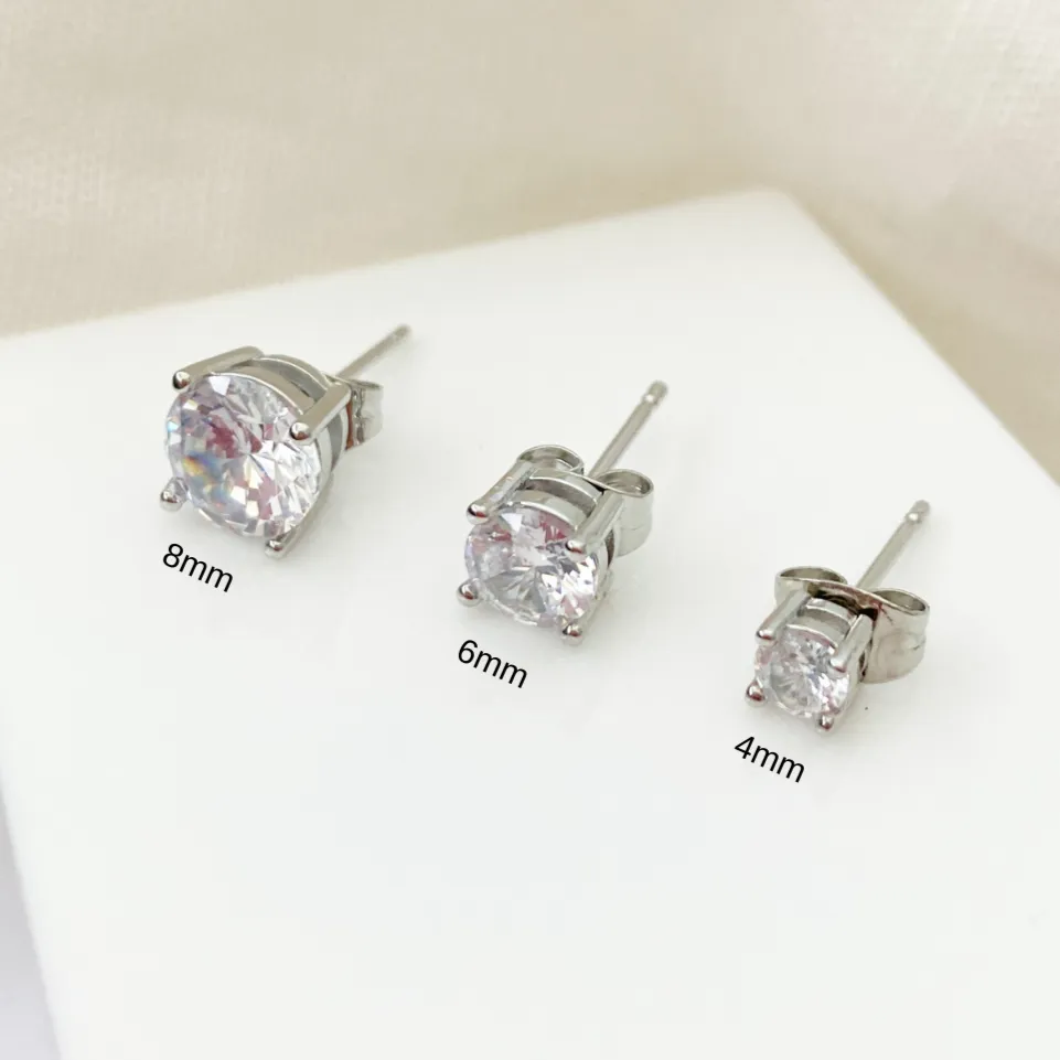 Cubic Zirconia Silver Stud Earrings