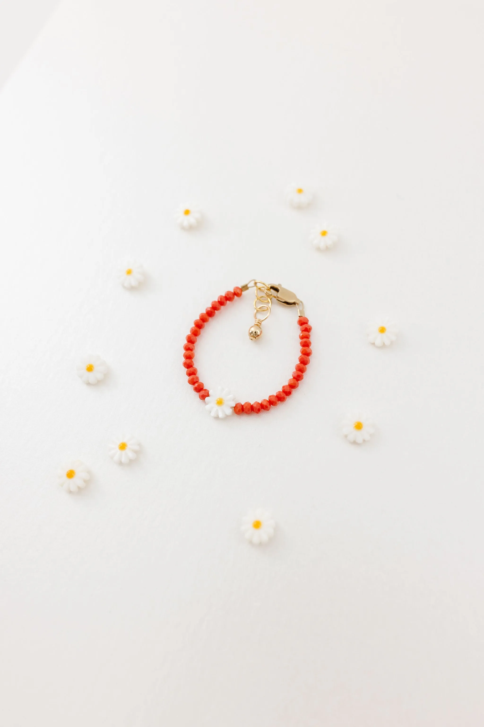 Daisy Baby Bracelet (Coral 4MM Beads)