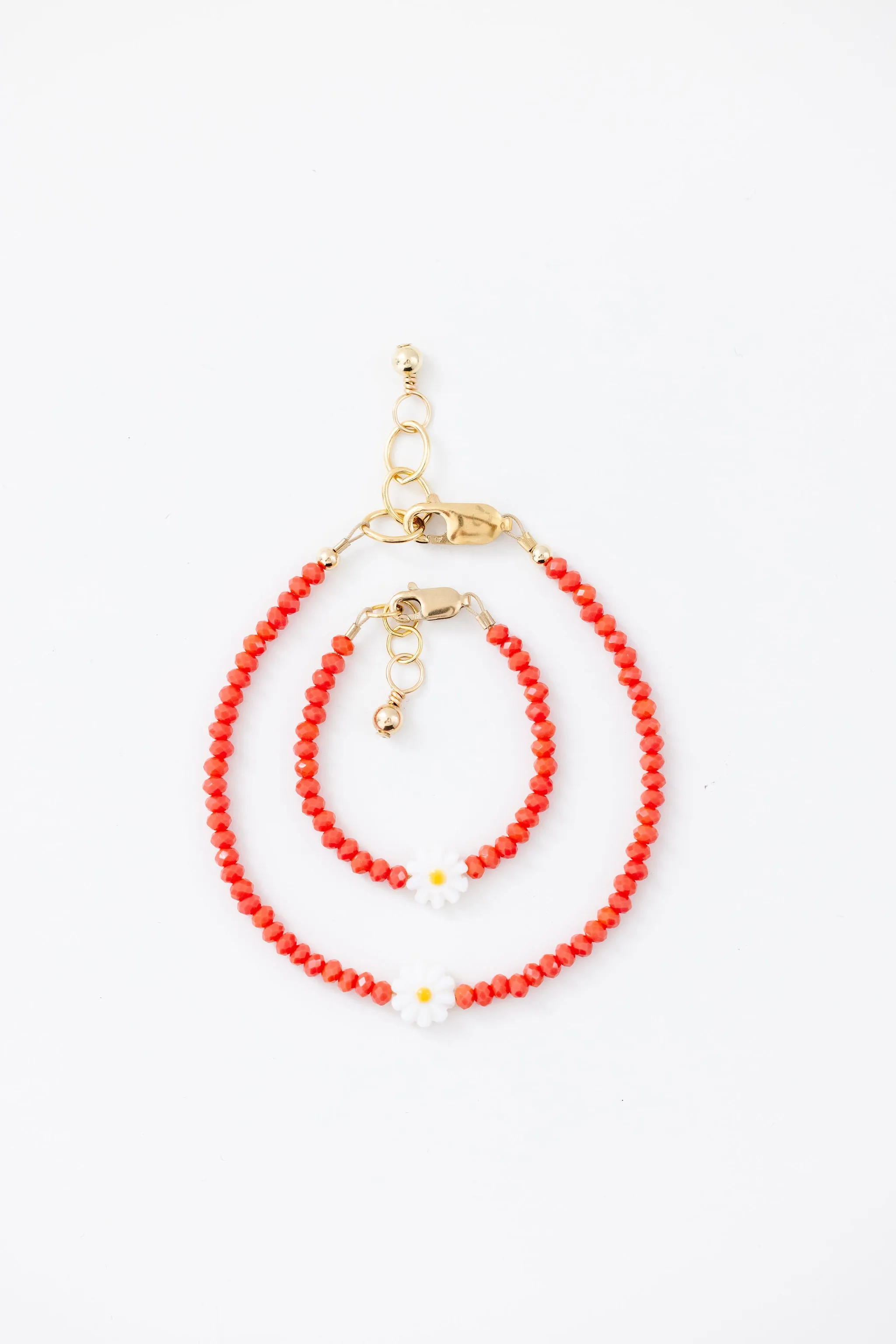 Daisy Baby Bracelet (Coral 4MM Beads)