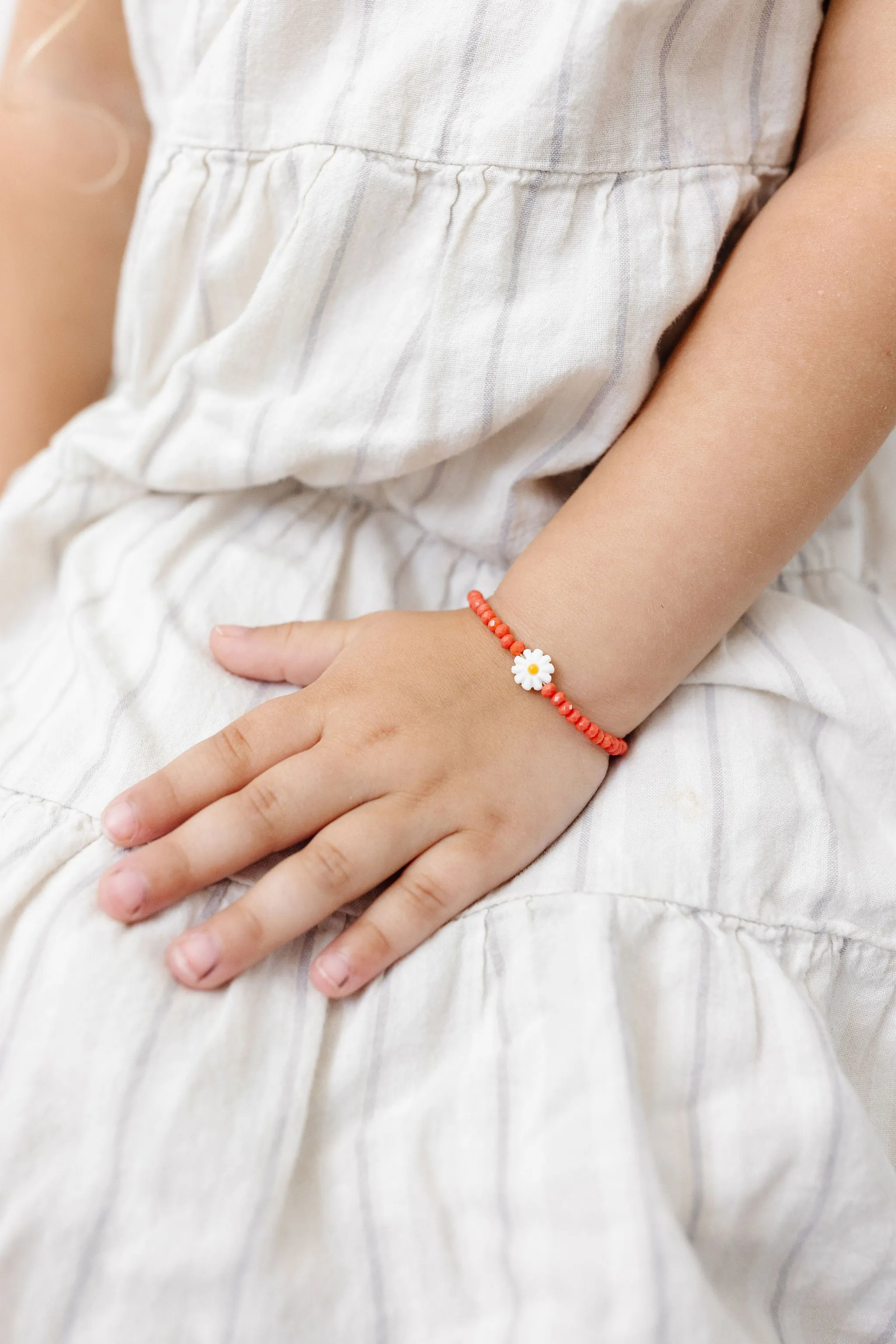 Daisy Baby Bracelet (Coral 4MM Beads)