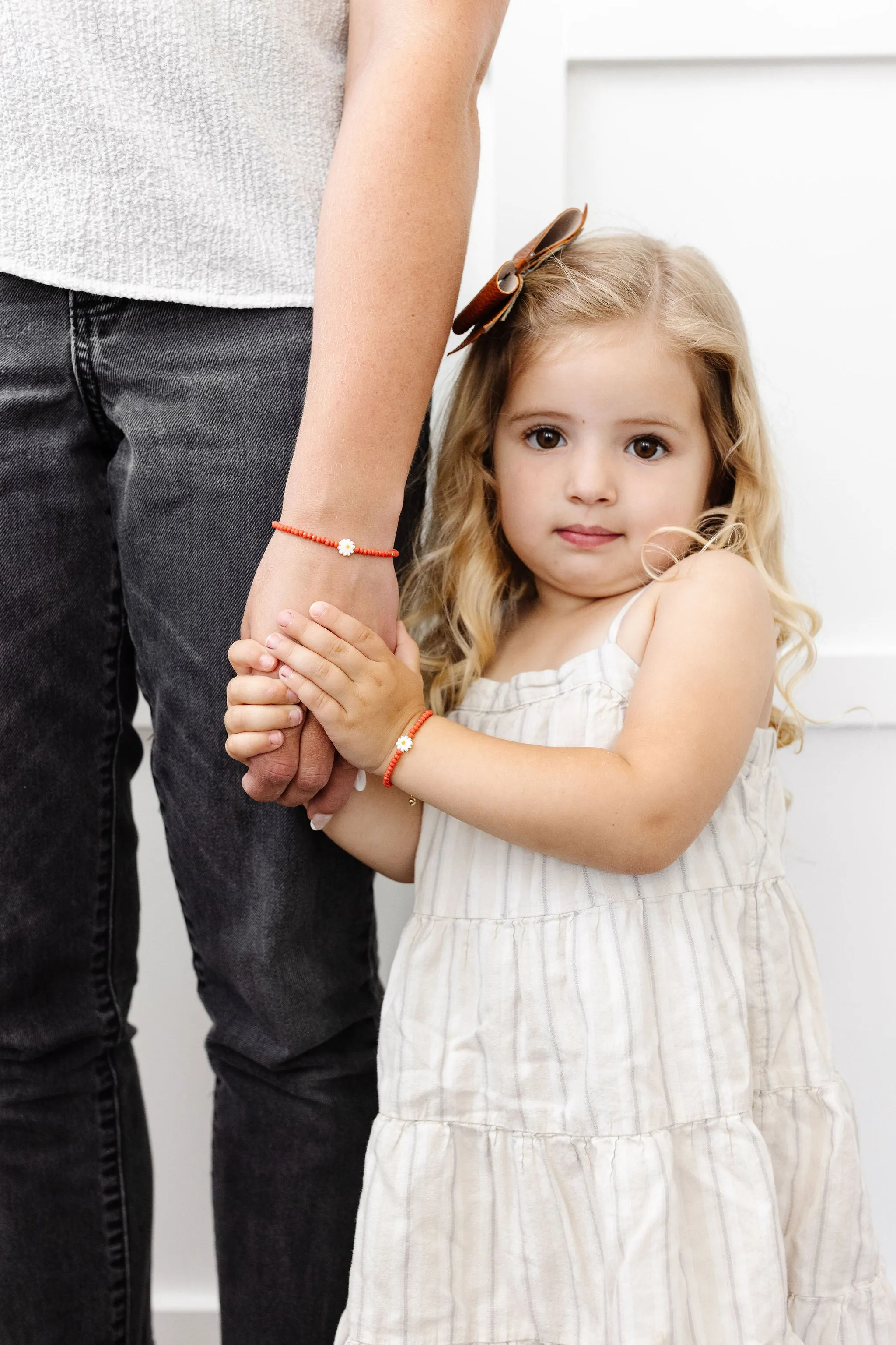 Daisy Baby Bracelet (Coral 4MM Beads)