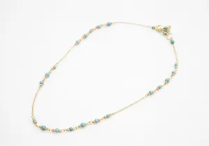 Delicate Double Row Anklet with Beads