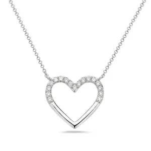 Diamond and Polished Open Heart Pendant