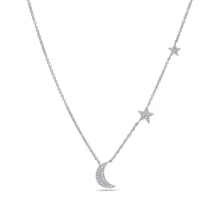 Diamond Moon and Stars Necklace