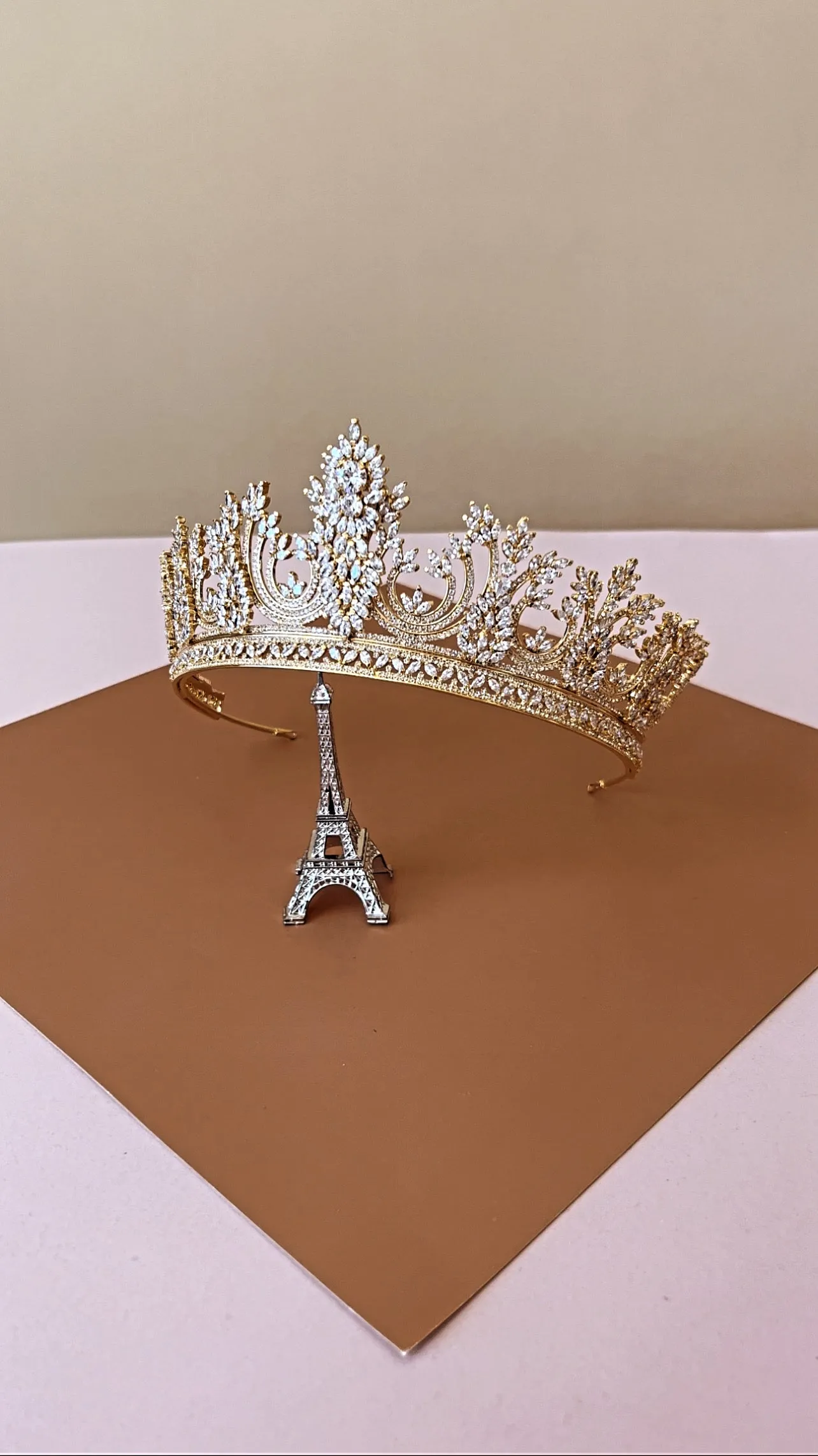 DIAMONIQUE Swarovski Crystals Bridal Crown and Tiara