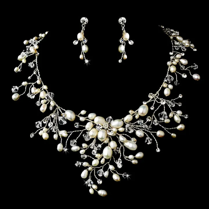 Dramatic Crystal & Freshwater Pearl Bridal Jewelry Set