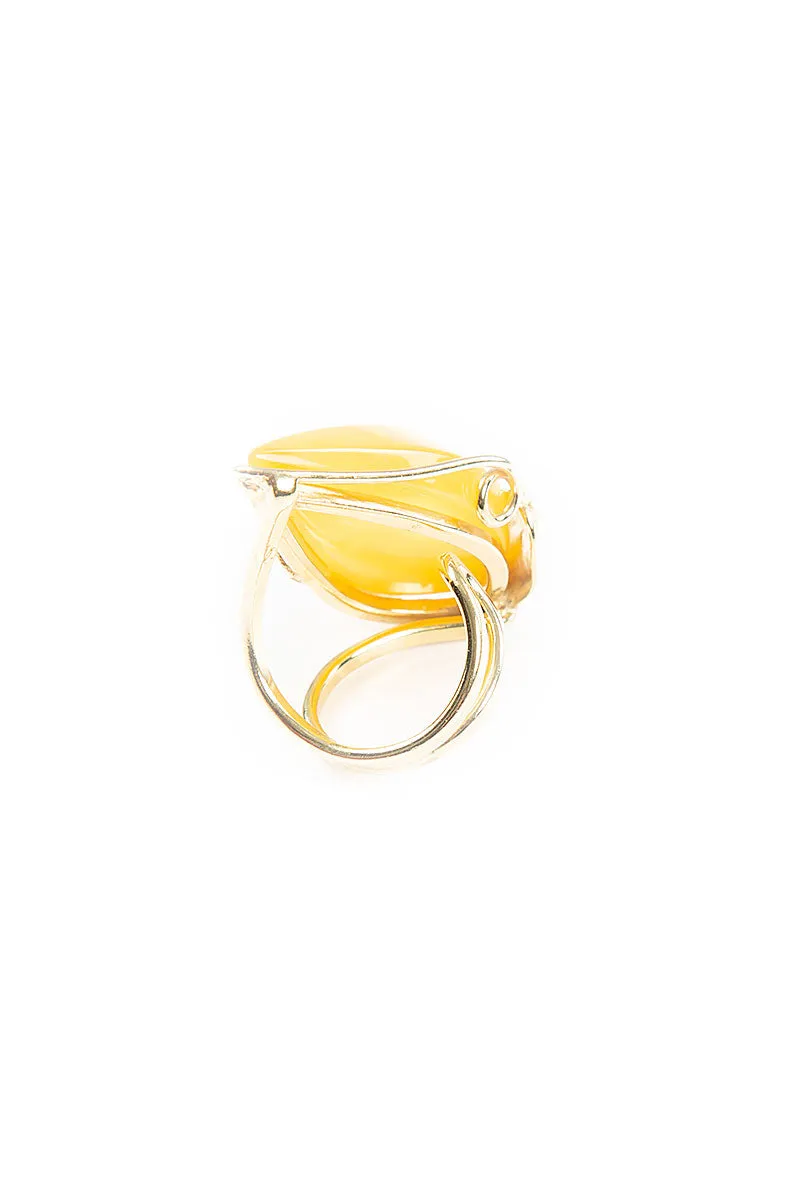 Drop Leaf Yellow Amber Ring