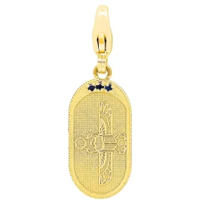 Egyptian Scarab Oval Charm   Sapphire