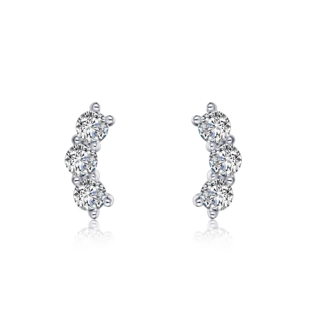 ER CL S.S PT 1.02 CTTW 3-Stone Stud Earrings