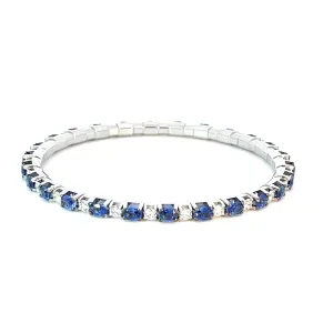 Ex-Tensible™ Oval Blue Sapphire & Round Diamond Stretch Tennis Bracelet