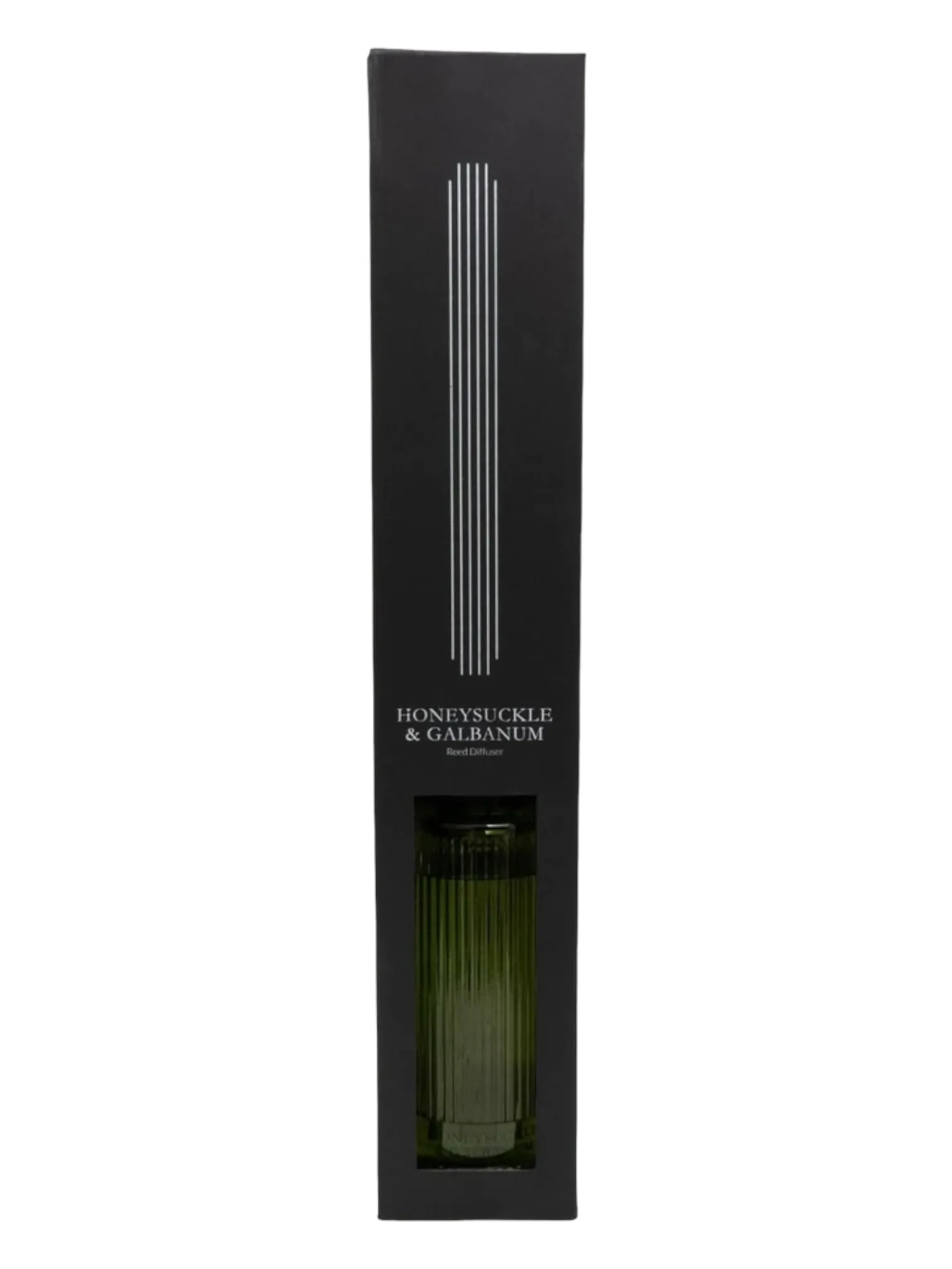 Extra Large Statement Green Glass Ribbed Scented Reed Diffuser - Honeysuckle & Galbanum