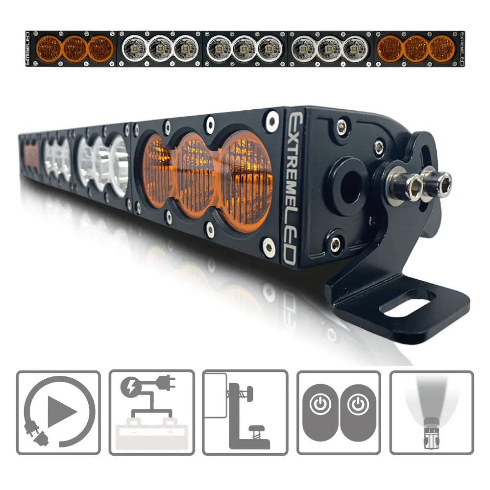 Extreme LED - 32" X6 Amber/White 180W Combo Beam LED Light Bar & Harness Kit