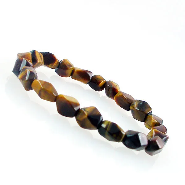 Faceted Pebble Tiger Eye Stretch Bracelet