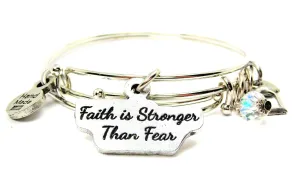 Faith Is Stronger Than Fear Expandable Bangle Bracelet Set