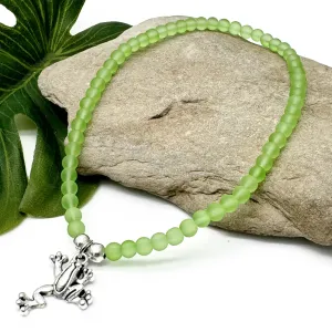 Frog Charm Frosted Bead Anklet - Colour Choice