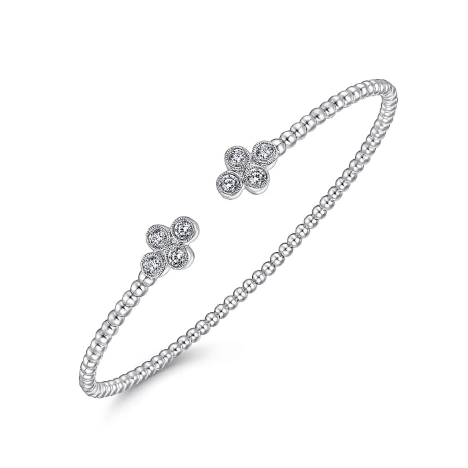 Gabriel & Co. Bujukan Open Bangle Clover Shaped Diamond Bracelet