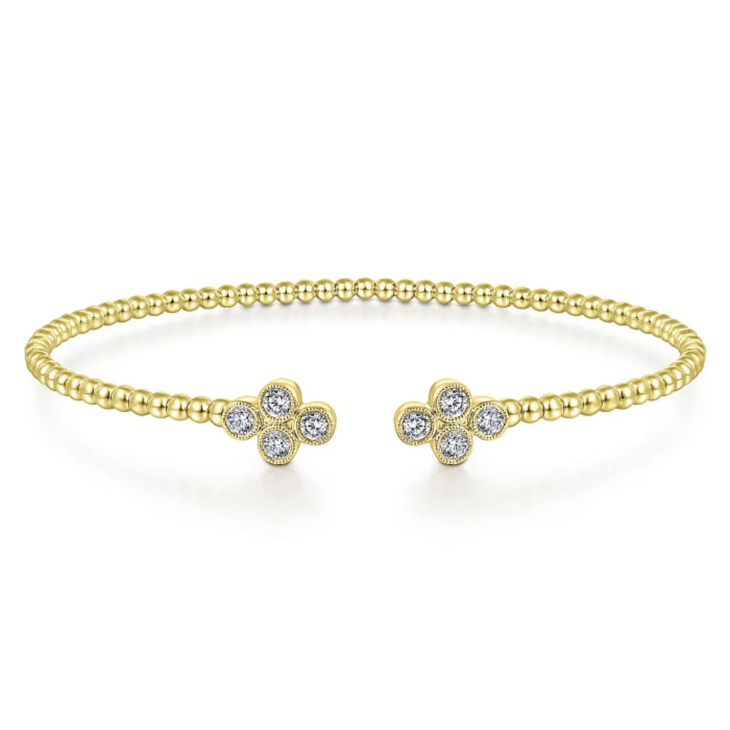 Gabriel & Co. Bujukan Open Bangle Clover Shaped Diamond Bracelet