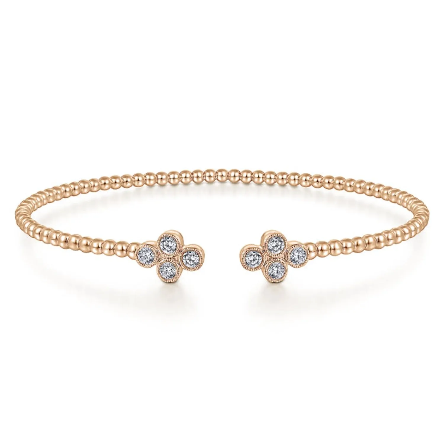 Gabriel & Co. Bujukan Open Bangle Clover Shaped Diamond Bracelet