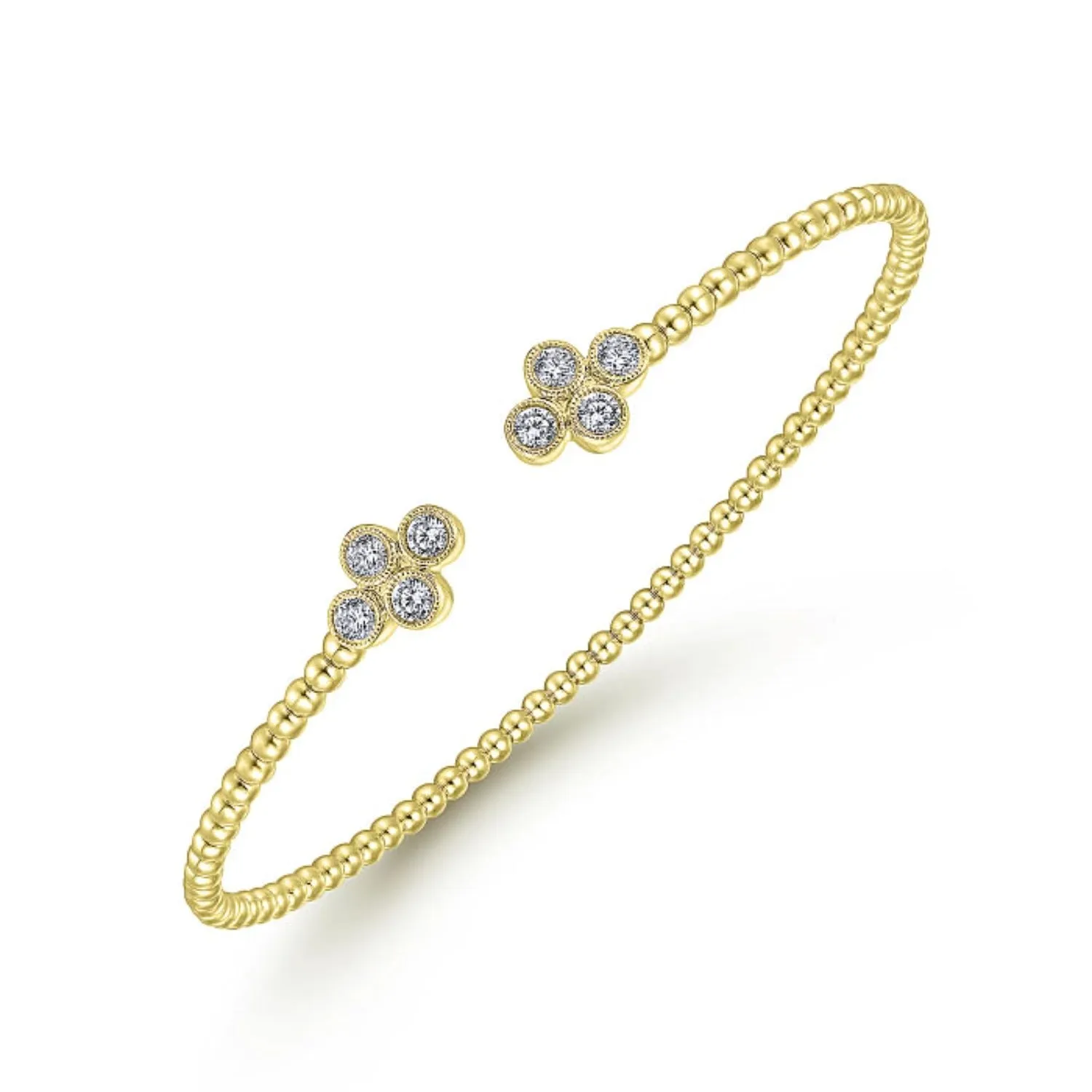 Gabriel & Co. Bujukan Open Bangle Clover Shaped Diamond Bracelet