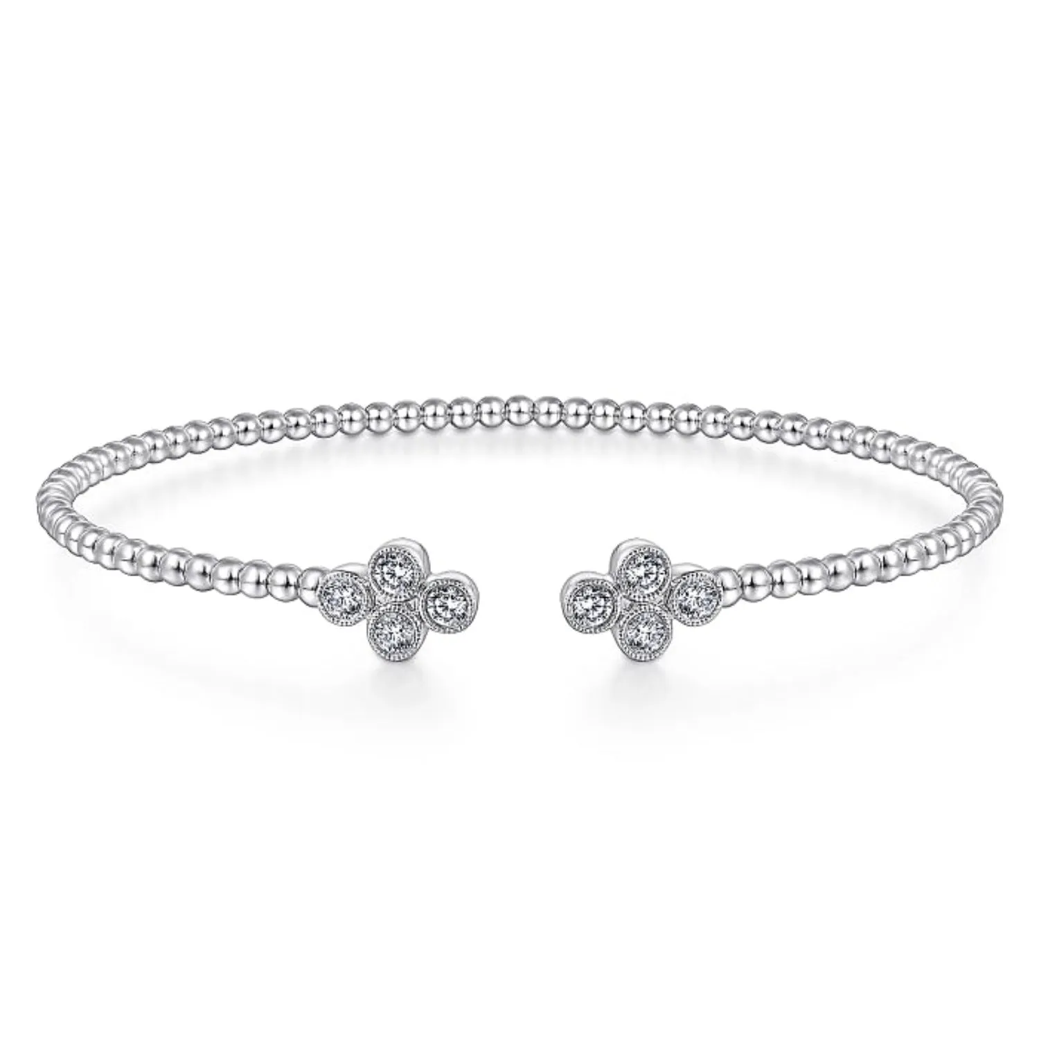 Gabriel & Co. Bujukan Open Bangle Clover Shaped Diamond Bracelet