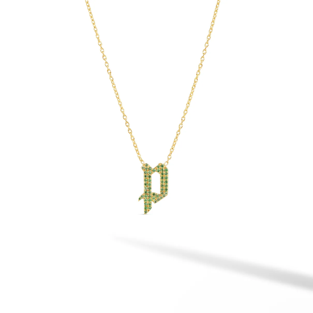 Gemstone Gothic Initial Necklace