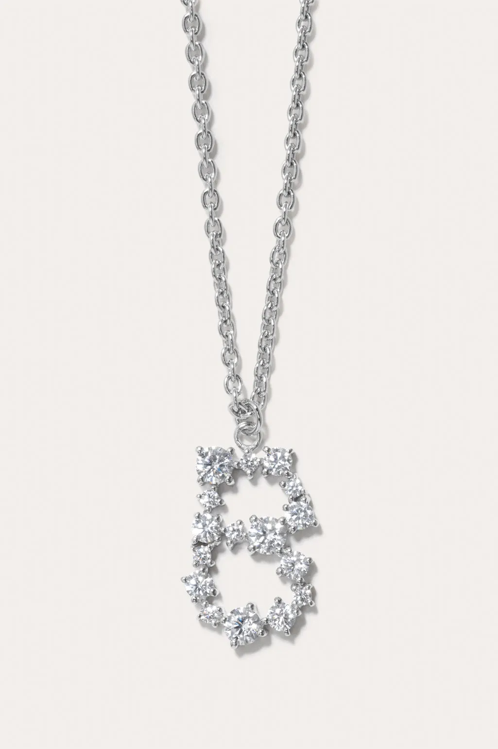 Glitchy B - Cubic Zirconia and Rhodium Plated Pendant