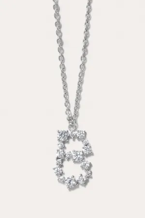 Glitchy B - Cubic Zirconia and Rhodium Plated Pendant