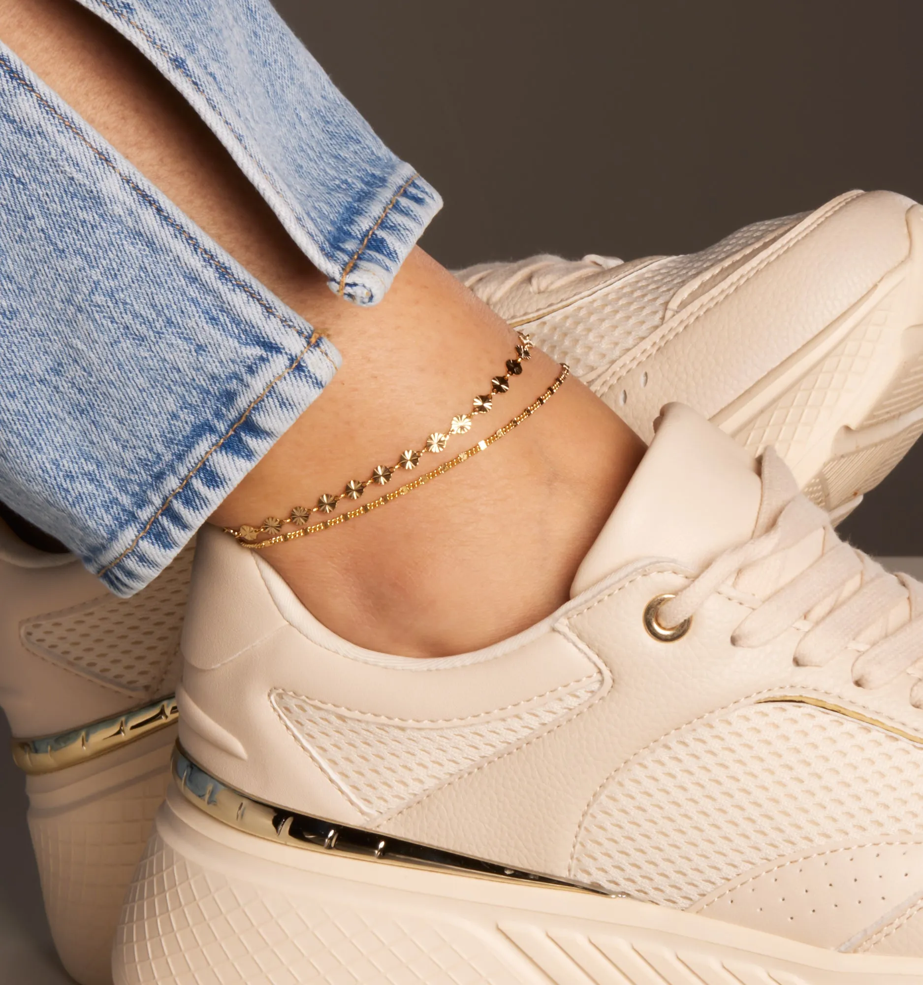 Gold Anklet With Coin Chain