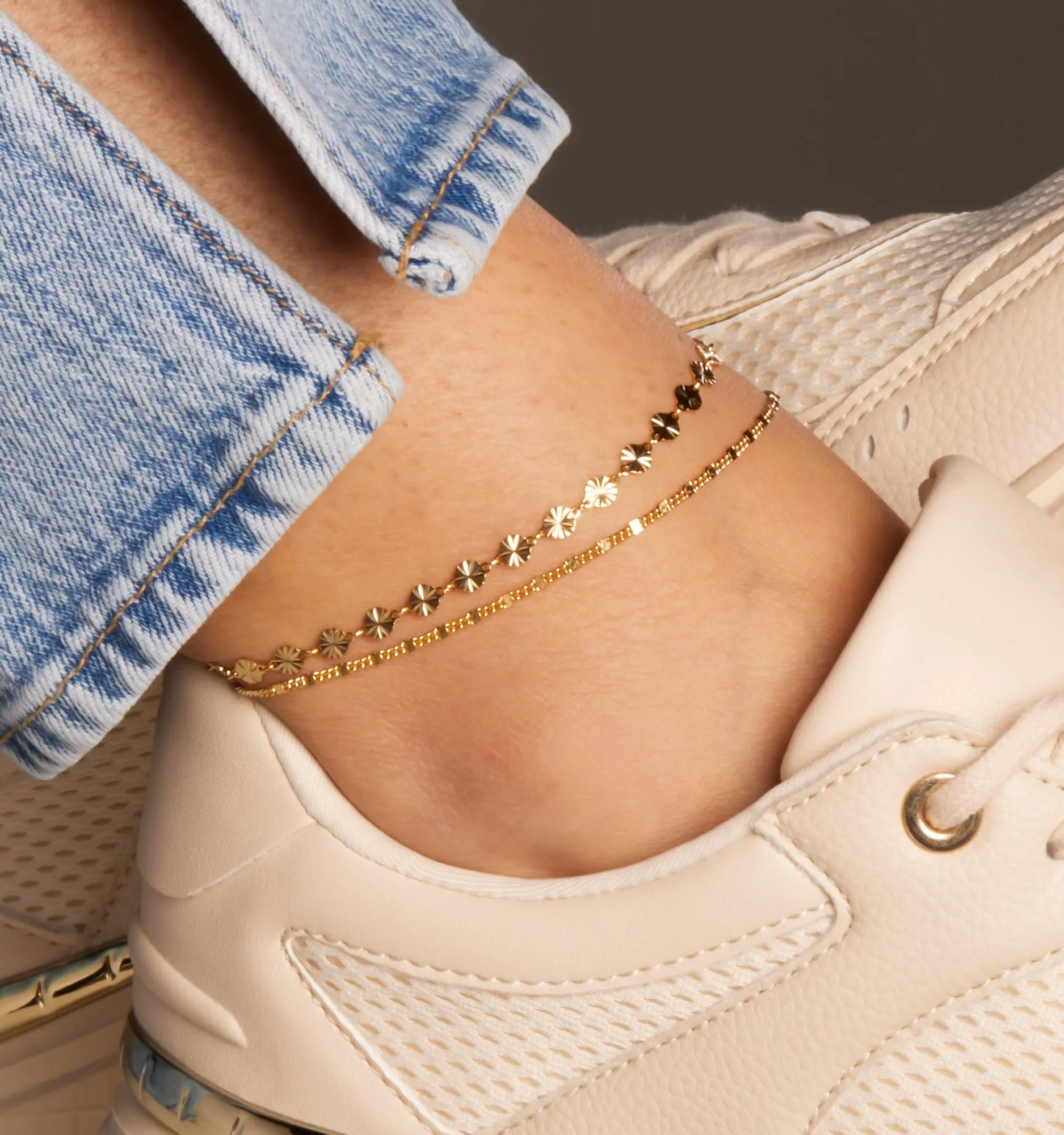 Gold Anklet With Coin Chain