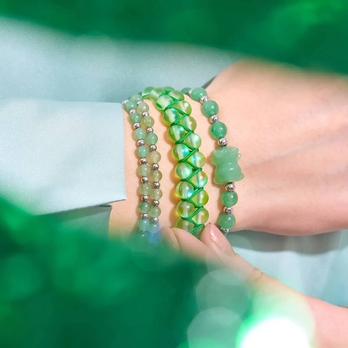 Green Aventurine x White Gold | Boho Gem Wrap