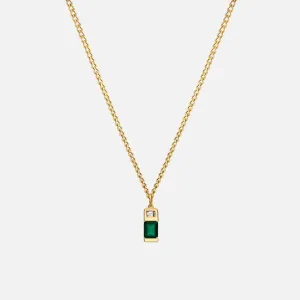 Green Gemstone Necklace in 14kt Gold Over Sterling Silver