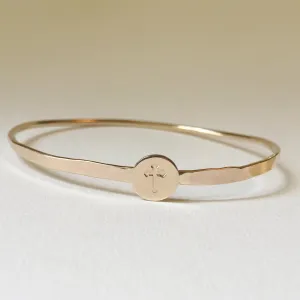 Hammered Cross Bangle in 14K goldfill