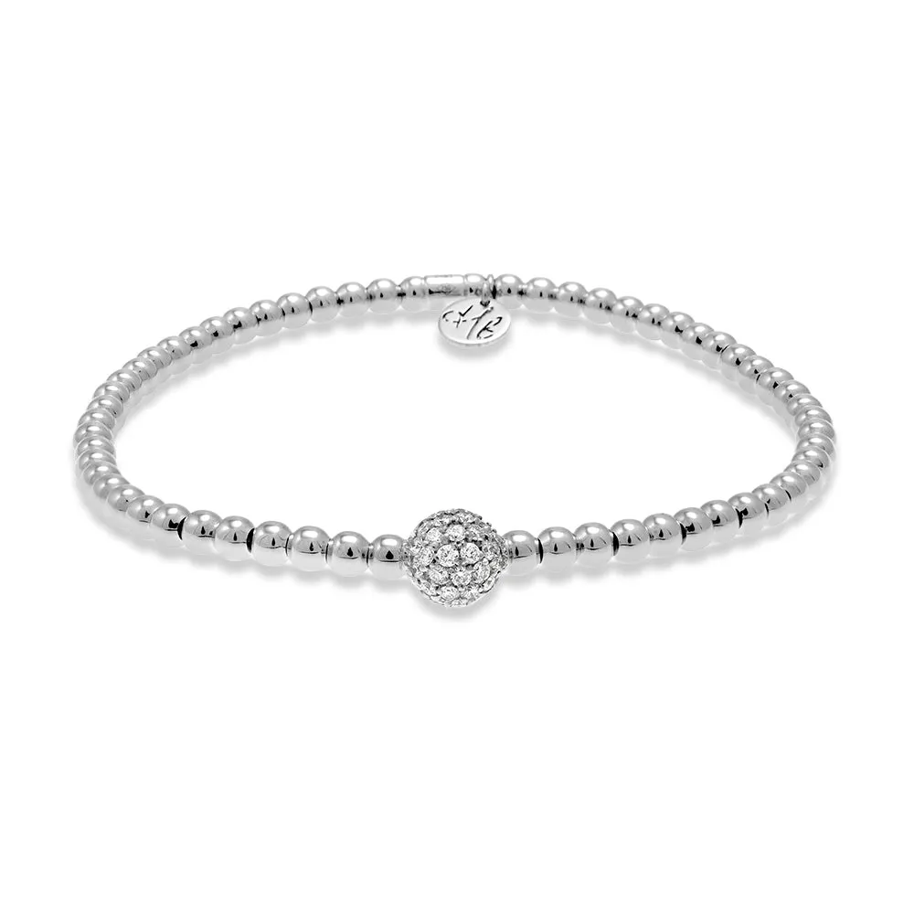 Hulchi Belluni 18K White Gold Bracelet with Diamond Ball