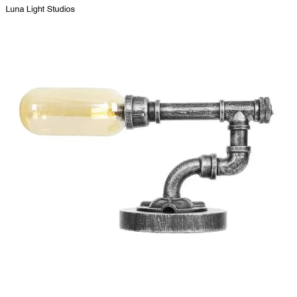 Industrial Capsule Shade Table Light with LED Bulbs and Water Tap Deco for Living Room