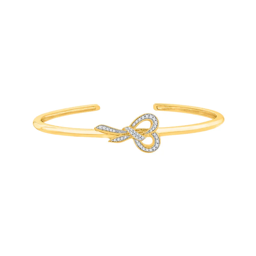 KATARINA 5/8 cttw Lab Grown Diamond Bow Bangle Bracelet in 14K Gold