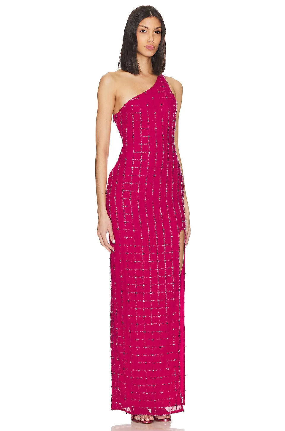 Khanums X Revolve One Shoulder Gown Dress, Ruby