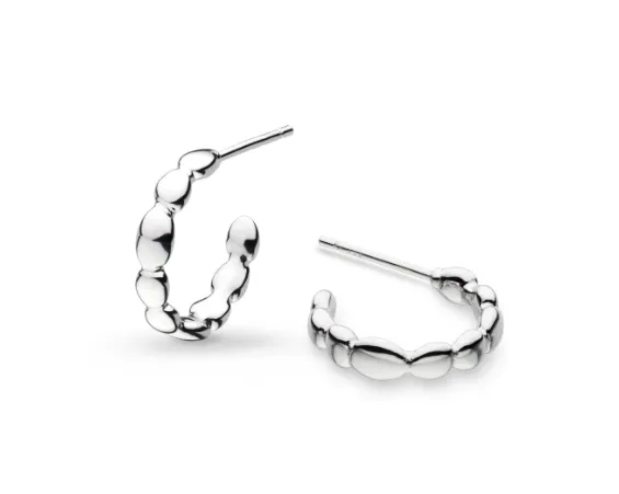 Kit Heath Sterling Silver Rhodium Plated Pebble Ridge Semi Hoop Stud Earrings (SI6853)