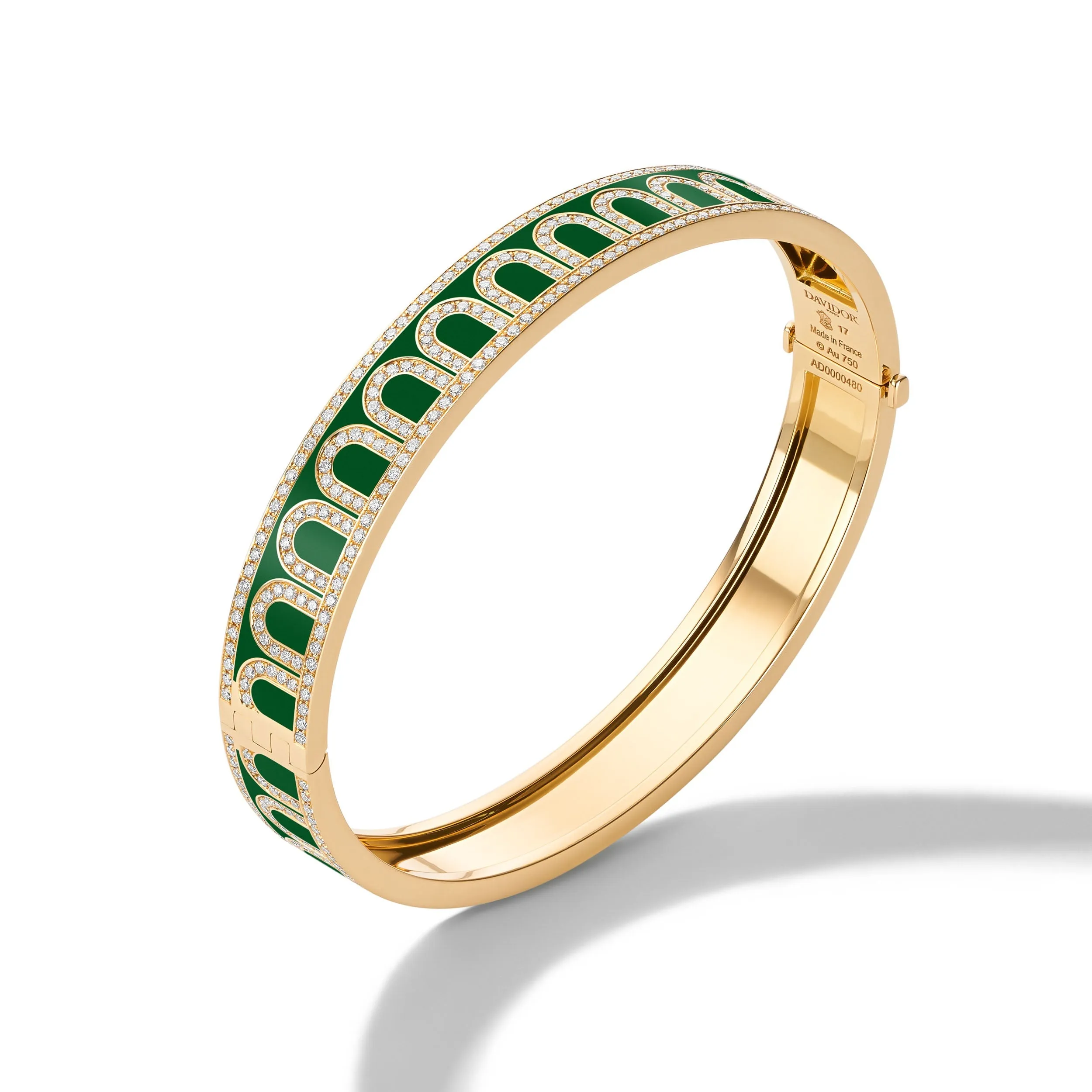 L'Arc de DAVIDOR Bangle MM, 18k Yellow Gold with Lacquered Ceramic and Palais Diamonds