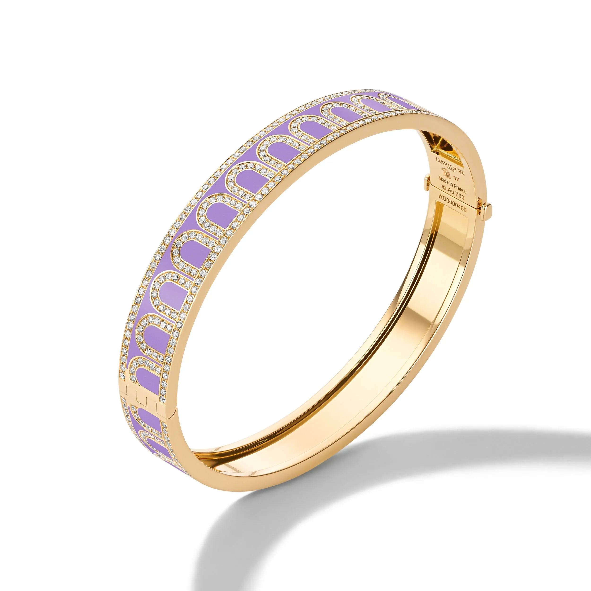 L'Arc de DAVIDOR Bangle MM, 18k Yellow Gold with Lacquered Ceramic and Palais Diamonds