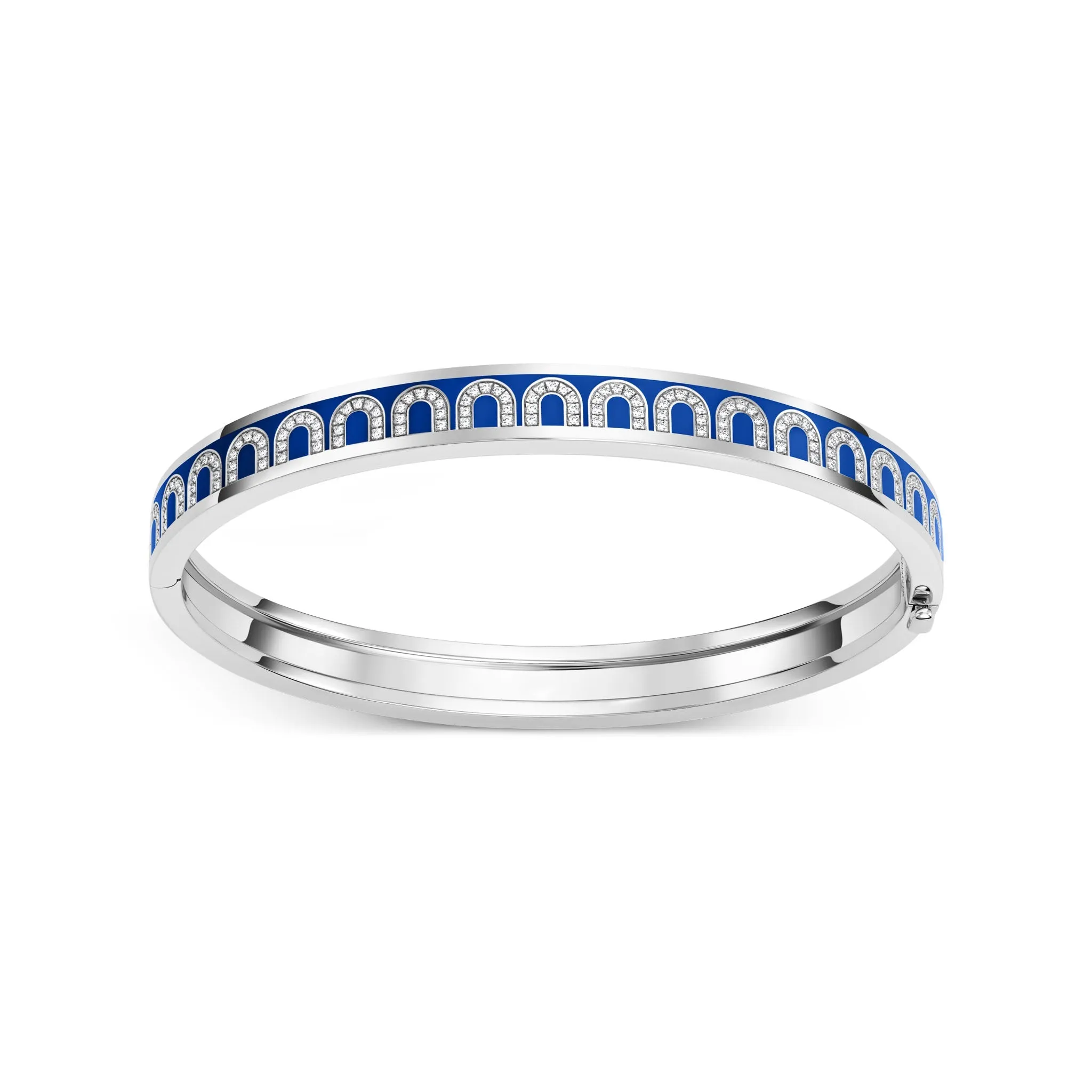 L'Arc de DAVIDOR Bangle PM, 18k White Gold with Lacquered Ceramic and Arcade Diamonds