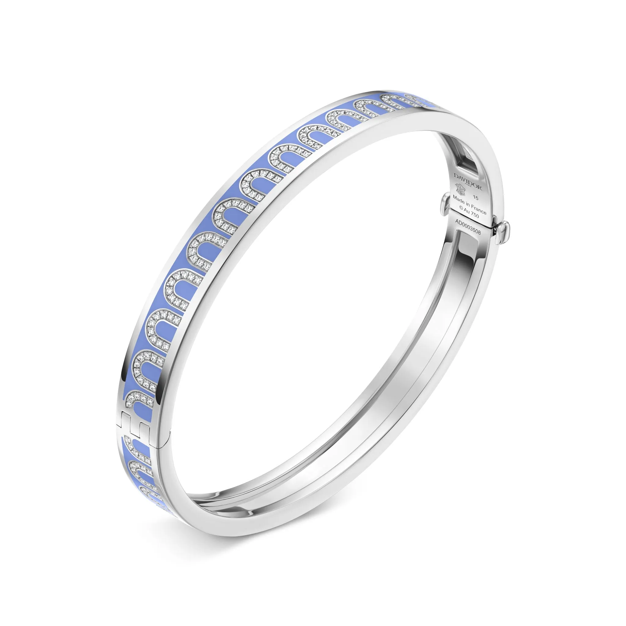 L'Arc de DAVIDOR Bangle PM, 18k White Gold with Lacquered Ceramic and Arcade Diamonds