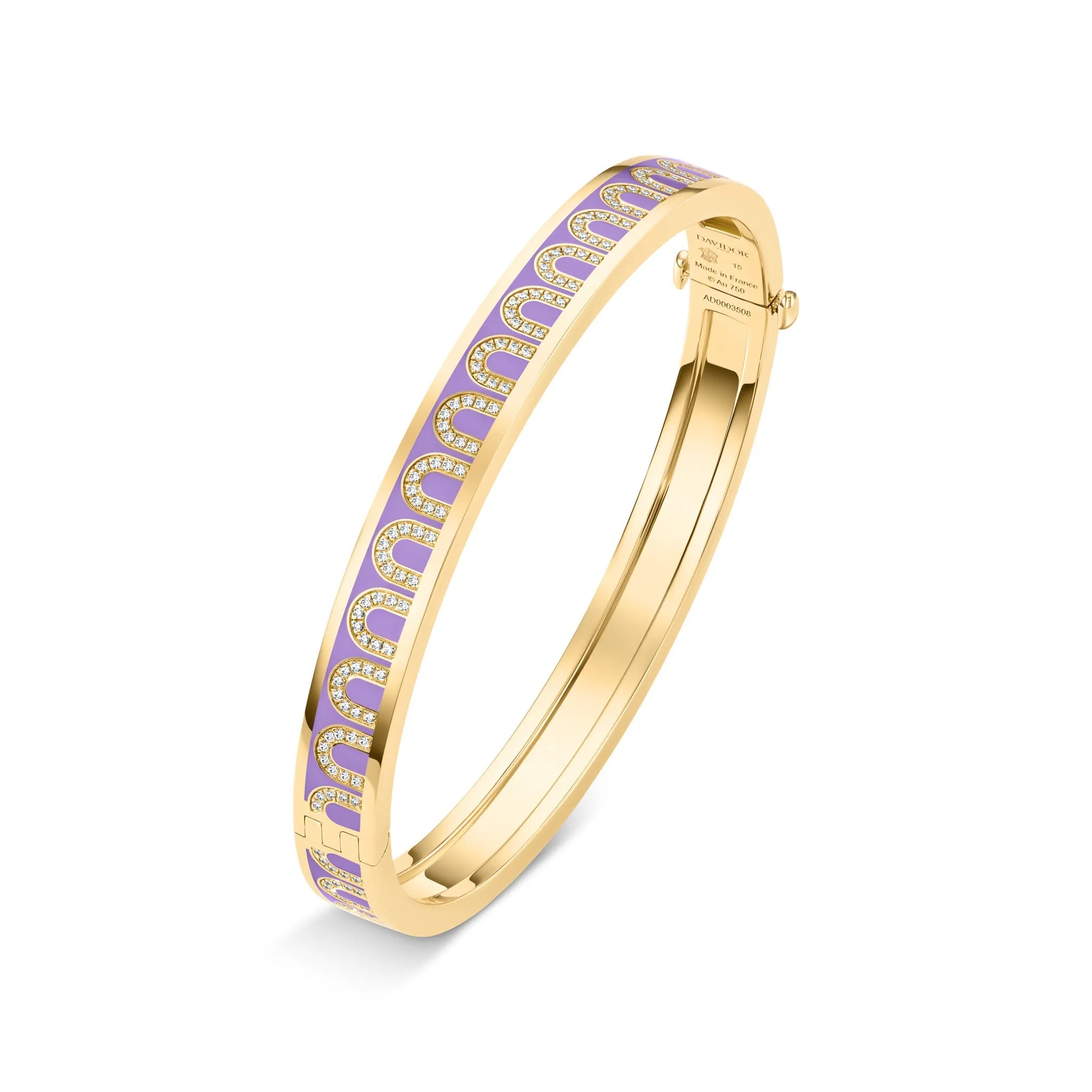 L'Arc de DAVIDOR Bangle PM, 18k Yellow Gold with Lacquered Ceramic and Arcade Diamonds