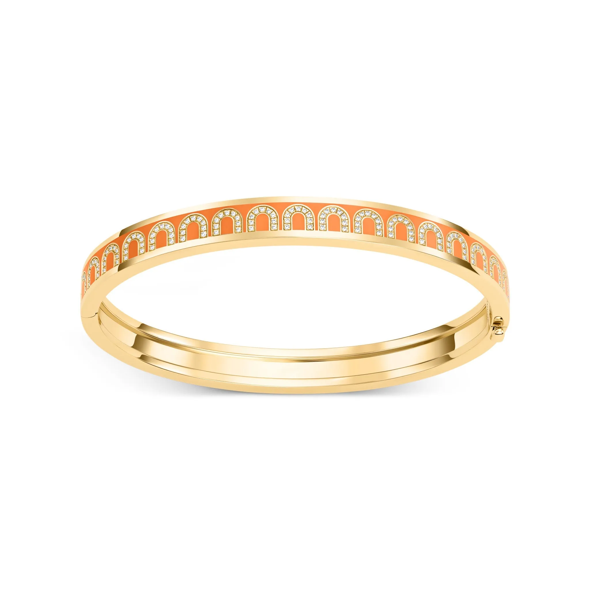 L'Arc de DAVIDOR Bangle PM, 18k Yellow Gold with Lacquered Ceramic and Arcade Diamonds