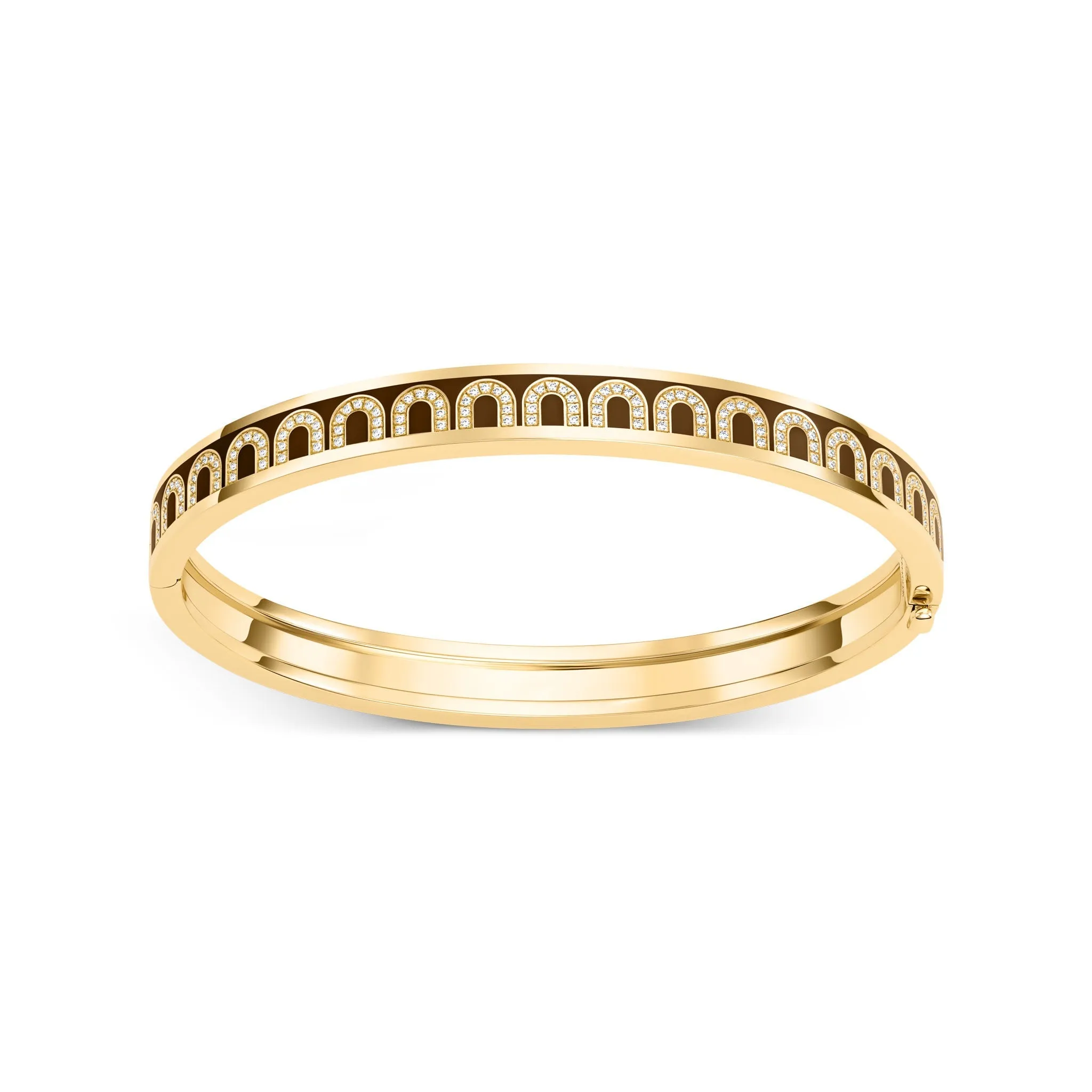 L'Arc de DAVIDOR Bangle PM, 18k Yellow Gold with Lacquered Ceramic and Arcade Diamonds