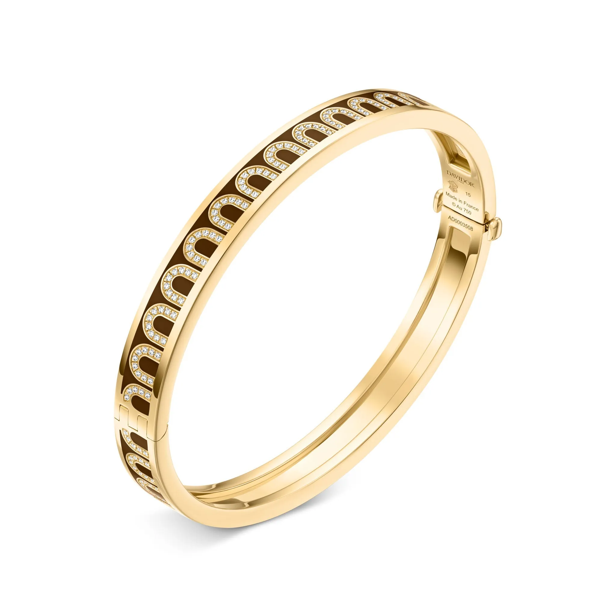 L'Arc de DAVIDOR Bangle PM, 18k Yellow Gold with Lacquered Ceramic and Arcade Diamonds