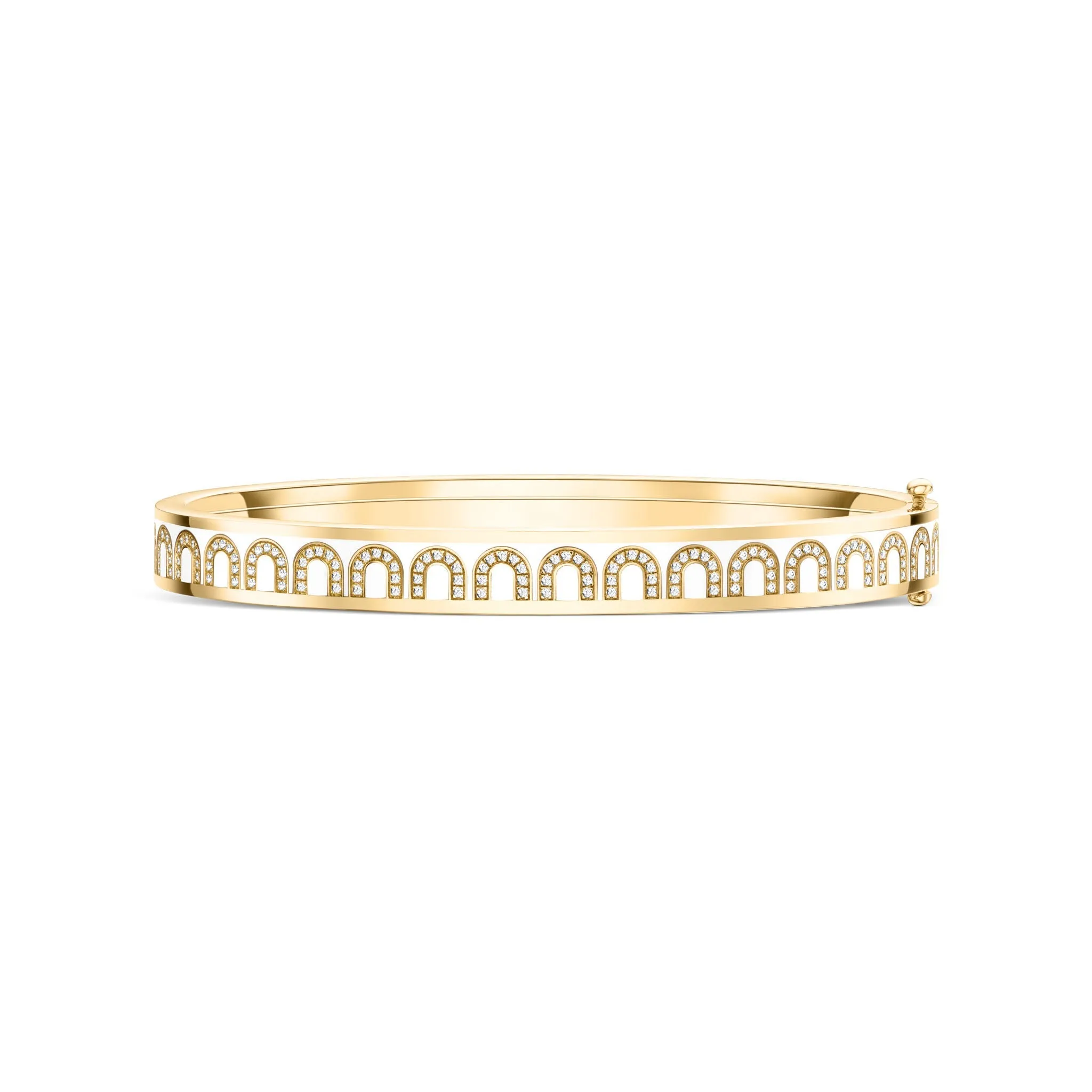 L'Arc de DAVIDOR Bangle PM, 18k Yellow Gold with Lacquered Ceramic and Arcade Diamonds