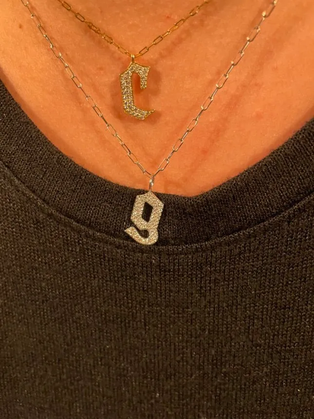 Large Diamond Initial Necklace