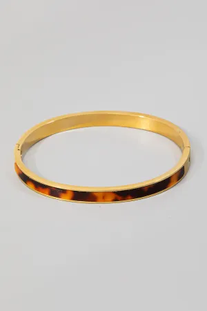 Leopard Print Gold Clasp Bangle in Gold