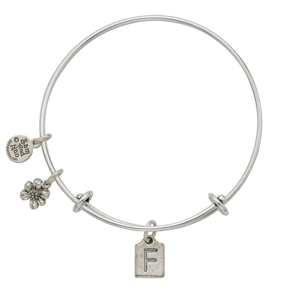 Letter F Charm Bangle Bracelet